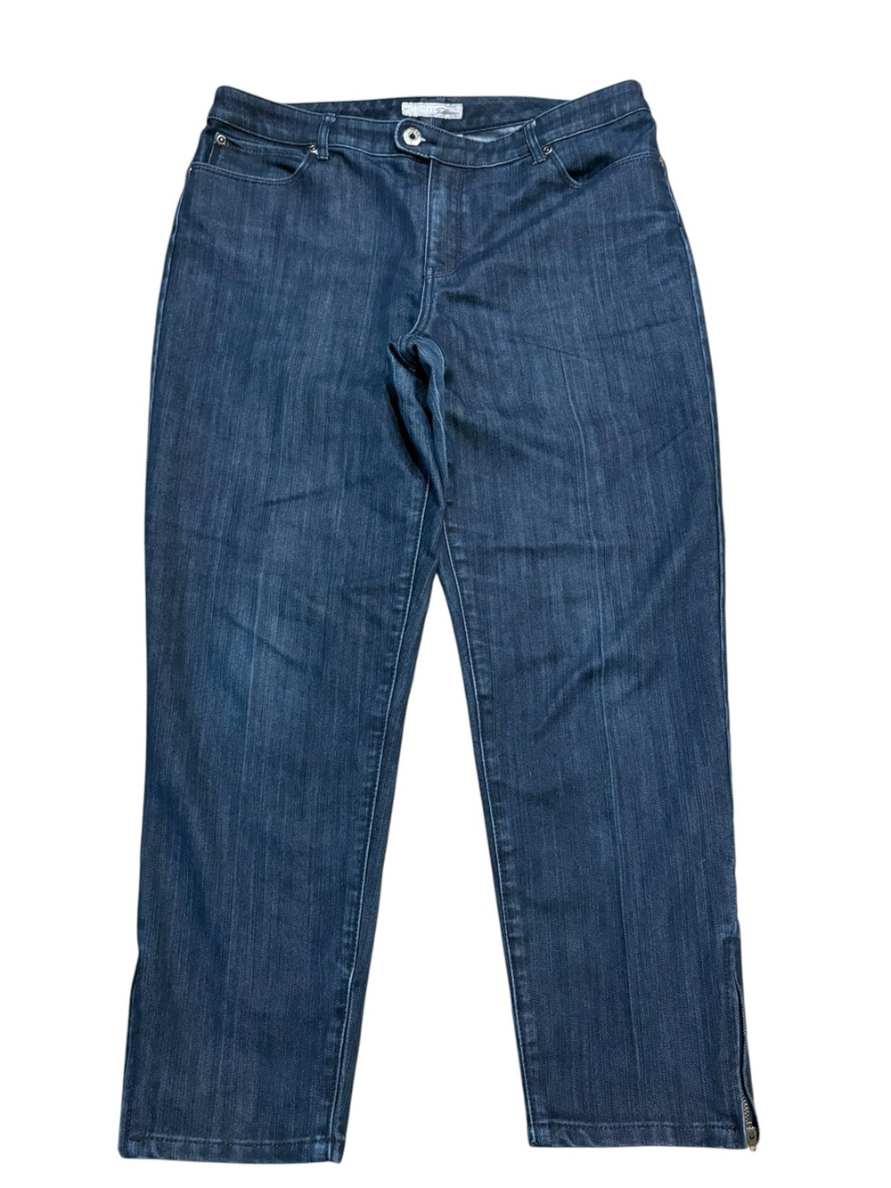 Chico’s Platinum Straight Leg Zippered Ankle Jeans.  Size 12